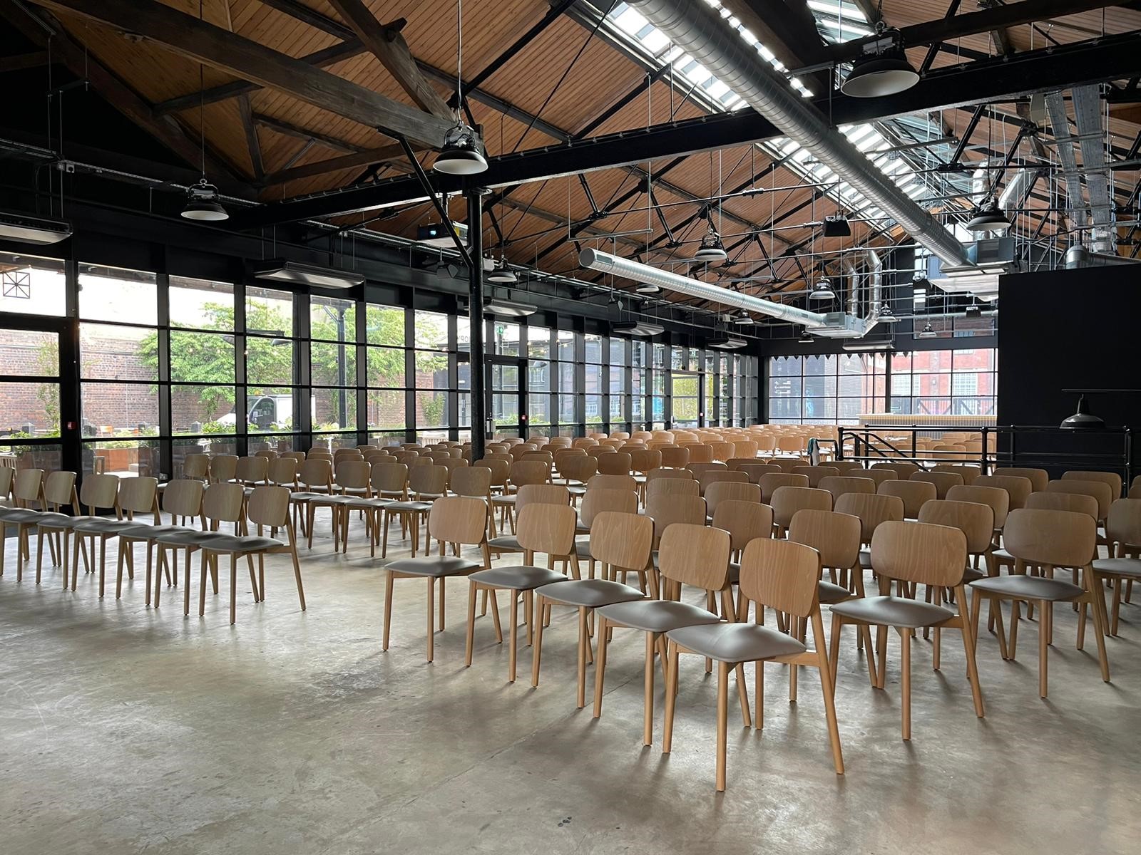 Canopy at Oval Digbeth, with chairs set out for an event