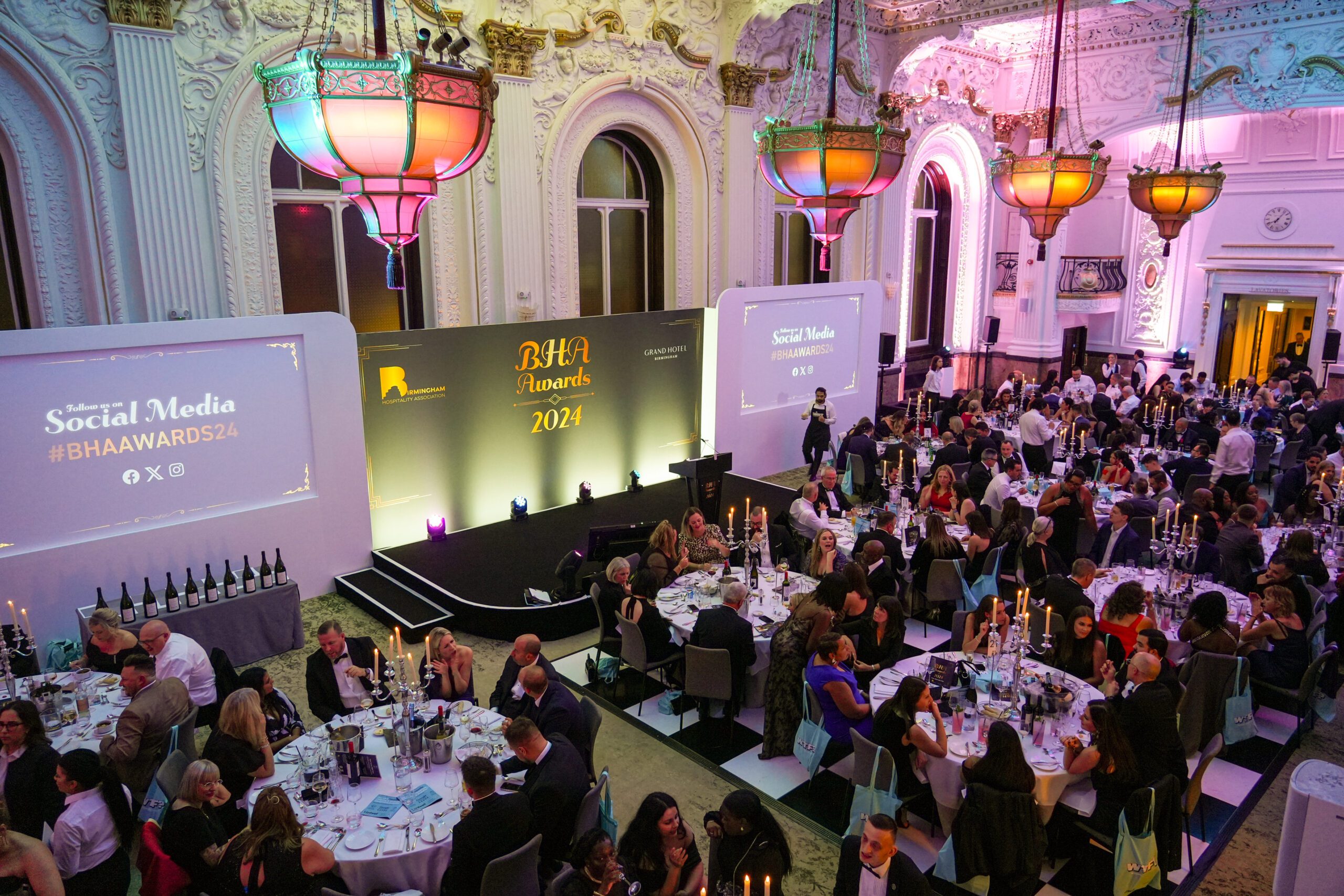 View of the stage and guests at the BHA Awards, held at the Grand hotel in Birmingham