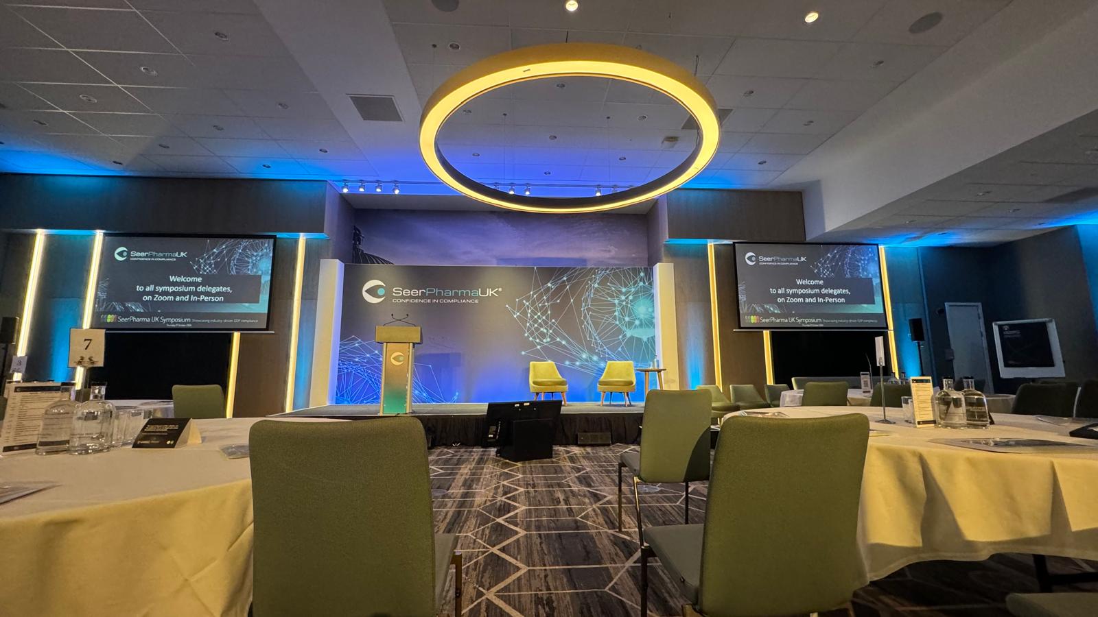 Edgbaston Park Hotel - conference room with stage and screen setup