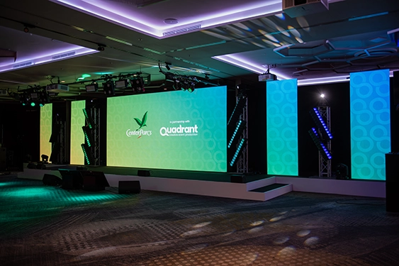 LED wall at Center Parcs event, an example of the technical production possibilities from Quadrant Events
