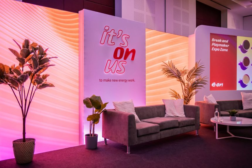 Bespoke branding created for one of eon's live leadership events, created by Quadrant
