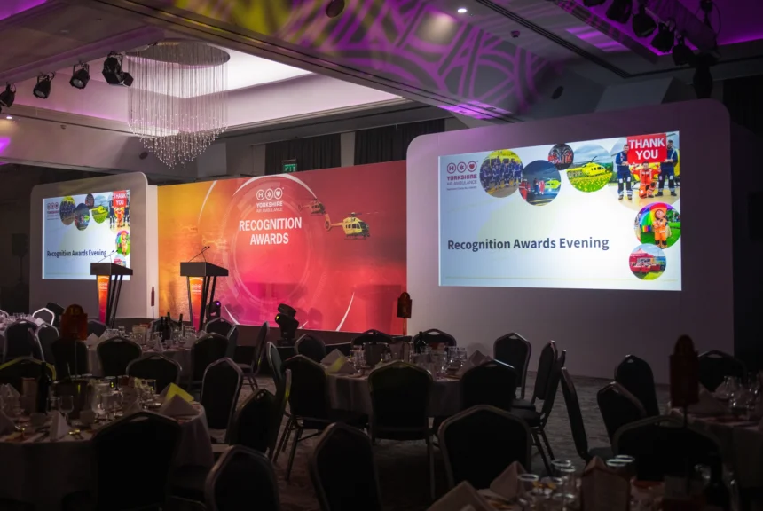 Yorkshire Air Ambulance Recognition Awards Evening at Cedar Court Hotel, Bradford. One of the live events managed by Quadrant