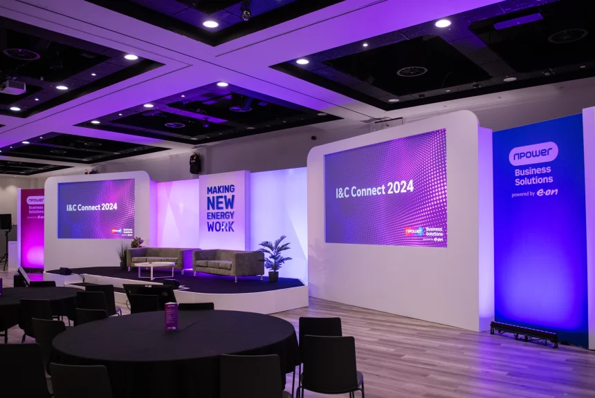 Bespoke set and stage branding for nPower, at one of Quadrant's live events