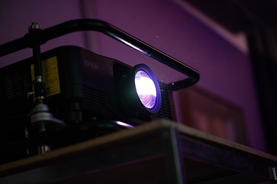 Ceiling mounted light at Yorkshire Air Ambulance event, with technical production by Quadrant